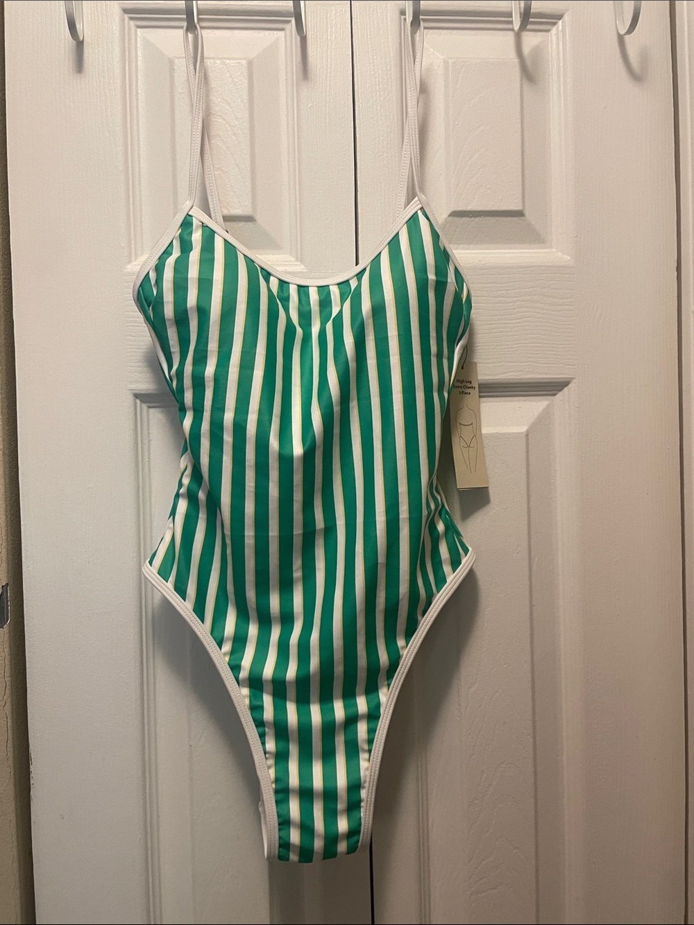 No Boundaries Green & White Striped One-Piece Swimsuit